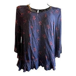 a.n.a Blue and Red Floral Blouse